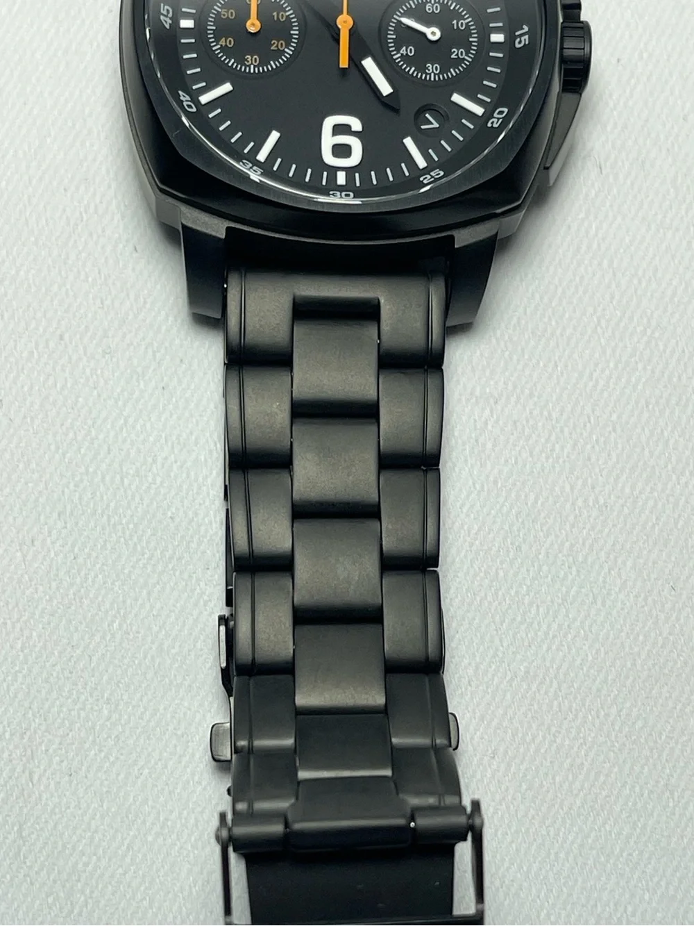 Nixon Charger Black Stainless Steel Chronograph Watch with Orange Hands